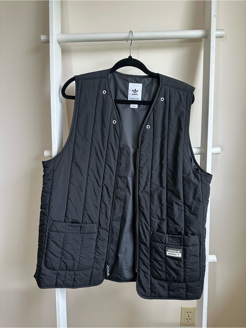 adidas Black Quilted Sleeveless Vest